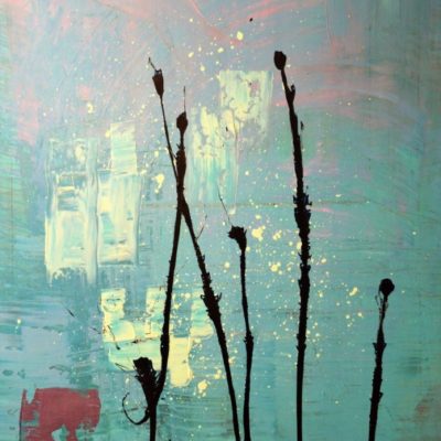 Am Eis, 2016, Acryl auf Leinwand Silber gerahmt, 67x102 cm