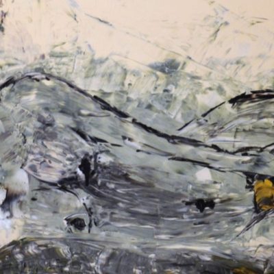 Akt von Helene, 2014, Acryl auf Spiegel gerahmt, 73x153 cm
