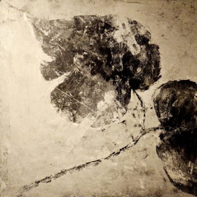 Eineinhalb Blätter, 2014, Acryl auf Leinwand, 100x100 cm