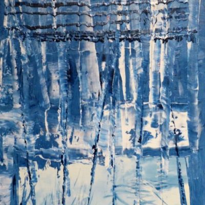 Raureif, 2014, Aquarell von Mathilde Berger auf Leinwand auflackiert und mit Acryl übermalt, 50x100 cm