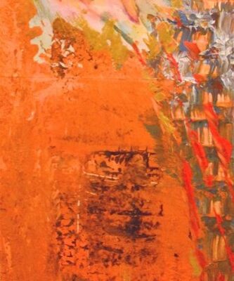 Die Vase, 2014, Aquarell von Mathilde Berger auf Leinwand auflackiert und mit Acryl übermalt, 32x128 cm